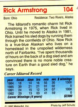 1992 MotorArt Iditarod Sled Dog Race #104 Rick Armstrong Back